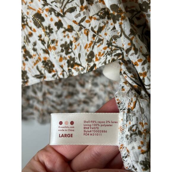 NWT Three Dot Floral Flowy Blouse with Cami Size Large - Picture 5 of 8